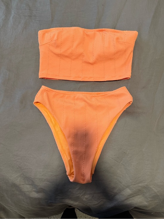 aerie Other - aerie Orange Ribbed Bandeau Bikini Set